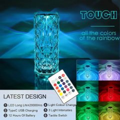 Diamond Rose LED Crystal Table Lamp Lampu Meja Lampu Tidur Light