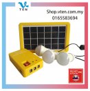 Portable Led Light 3W Solar System 3 Bulb Energy Lamp & USB